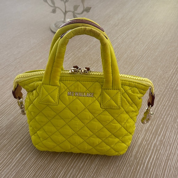 MZ Wallace Micro Sutton Tote Neon Yellow Quilted Mini Tote -Read- - Picture 2 of 16